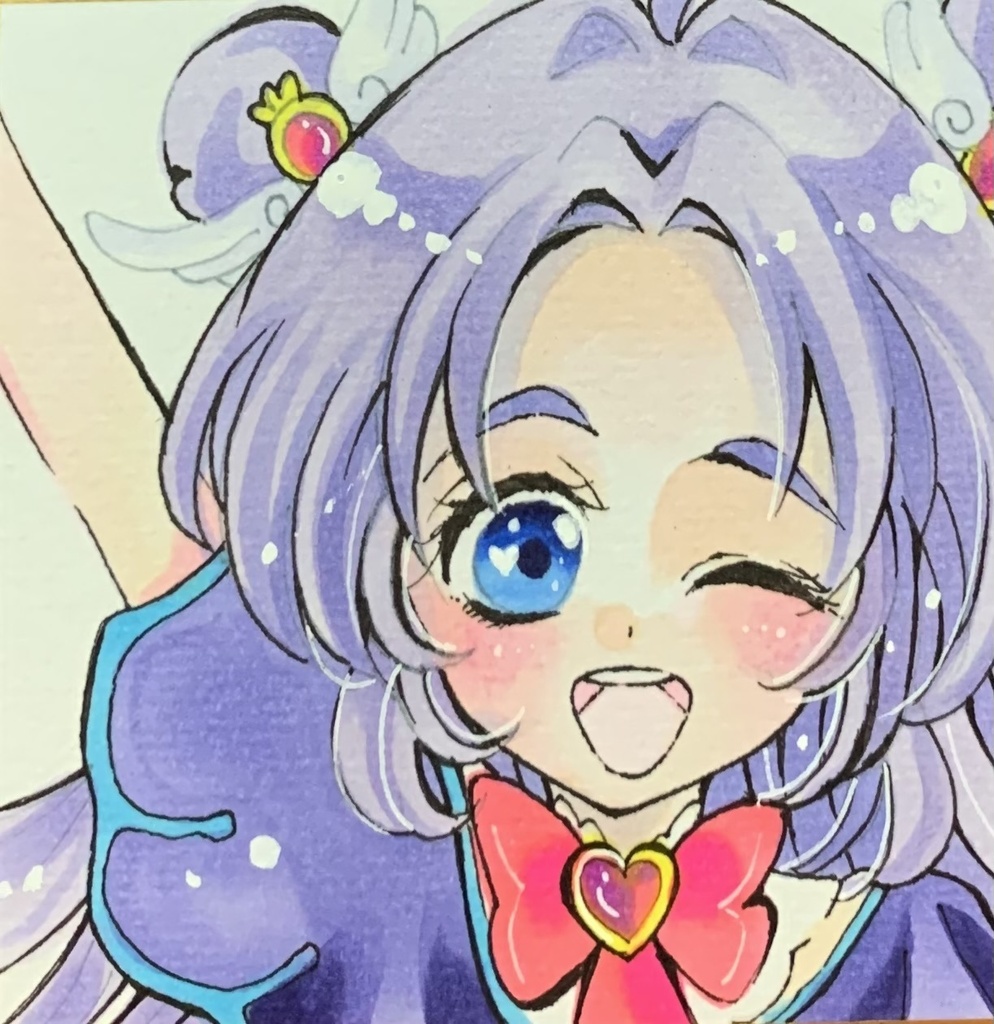 豆色紙　手描きイラスト　名探偵プリキュア　キュアアンサー　ファンアート