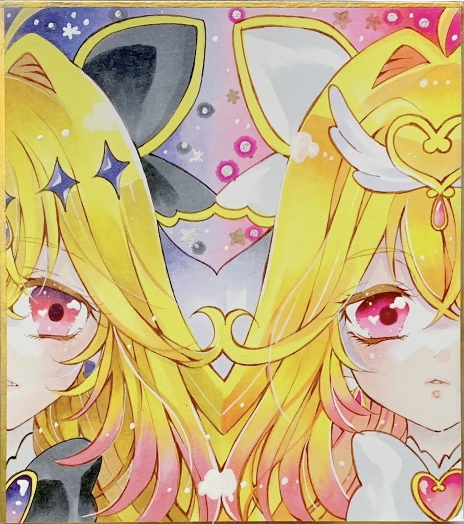 色紙　手描きイラスト　名探偵プリキュア　キュアアルカナ•シャドウ　ファンアート