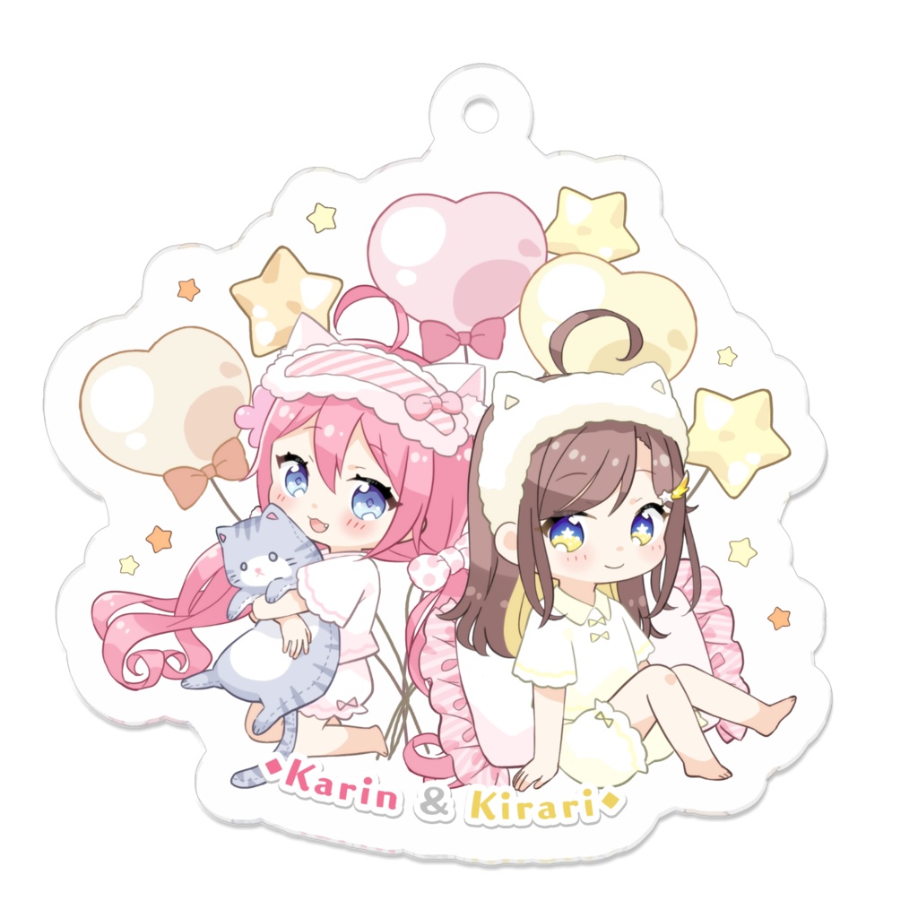 きらりとかりんのパジャマアクリルキーホルダー(名前入り)