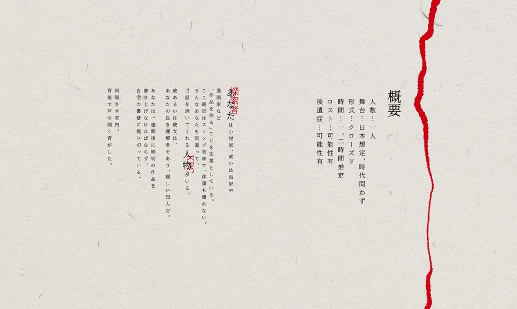 CoC6版非公式シナリオ「白誅夢」