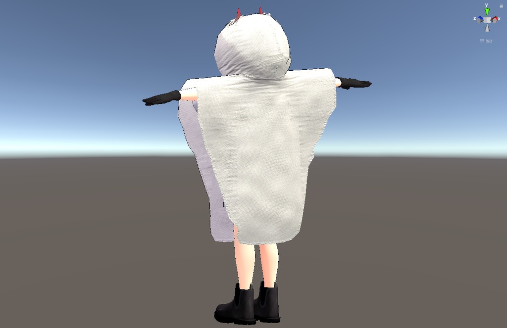 VRChat想定 3Dモデル 「ウラモ」想定衣装 ゴーストケープ