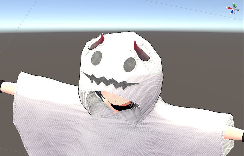 VRChat想定 3Dモデル 「ウラモ」想定衣装 ゴーストケープ