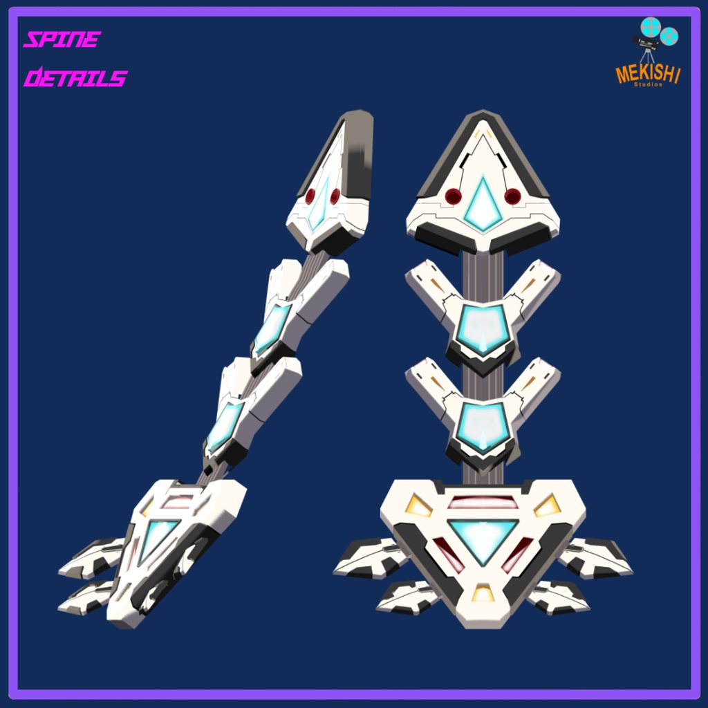 VRChat想定 3Dモデル 「Gareko's Chrome SET」 義手義足脊椎セット