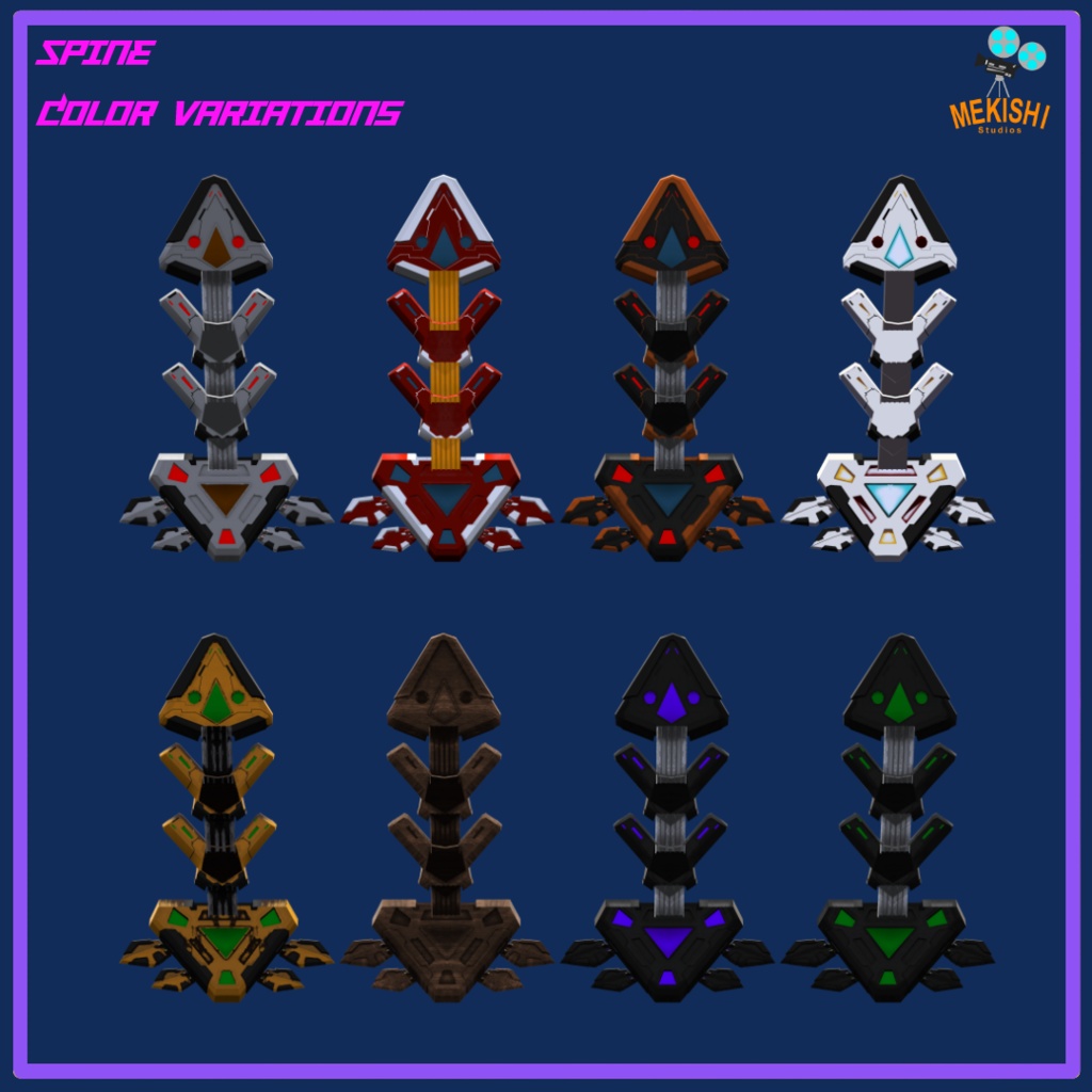 VRChat想定 3Dモデル 「Gareko's Chrome SET」 義手義足脊椎セット