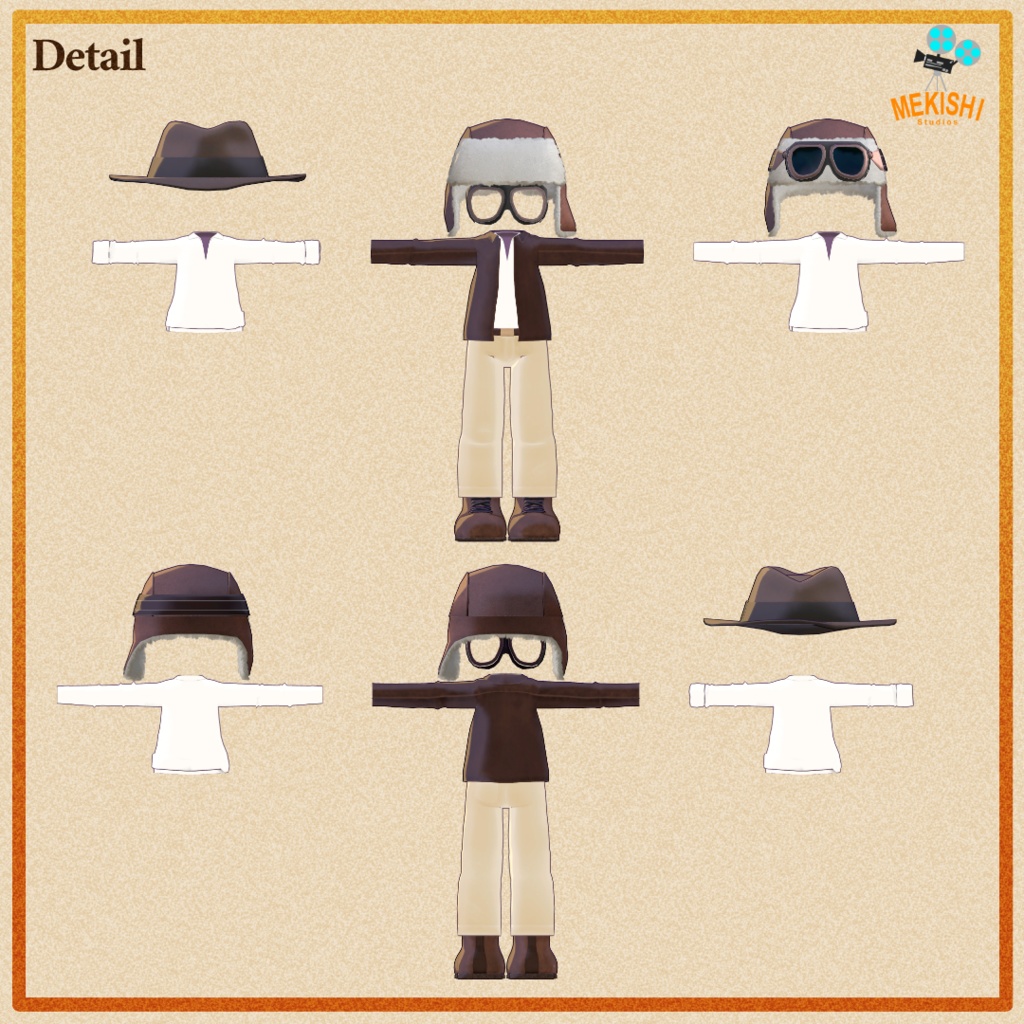 VRChat想定 3Dモデル 「まめひなた」対応衣装 まめひエクスプローラー