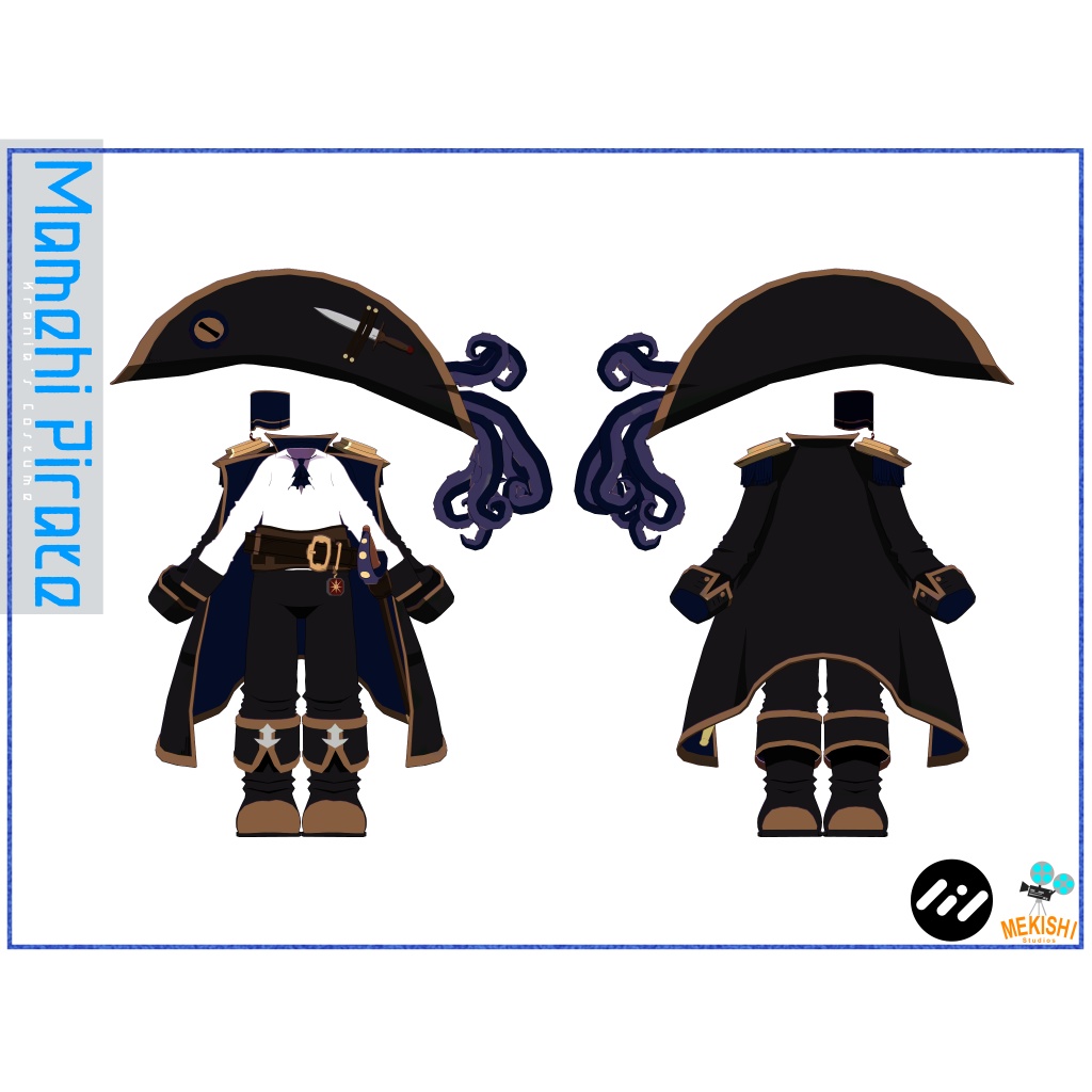 VRChat想定 3Dモデル 「まめひなた」対応衣装 まめひパイレーツ