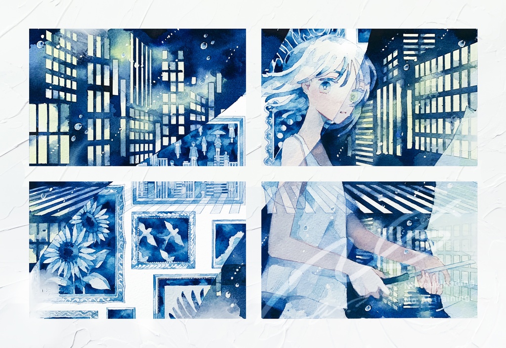 【パネル原画】雨宿る窓