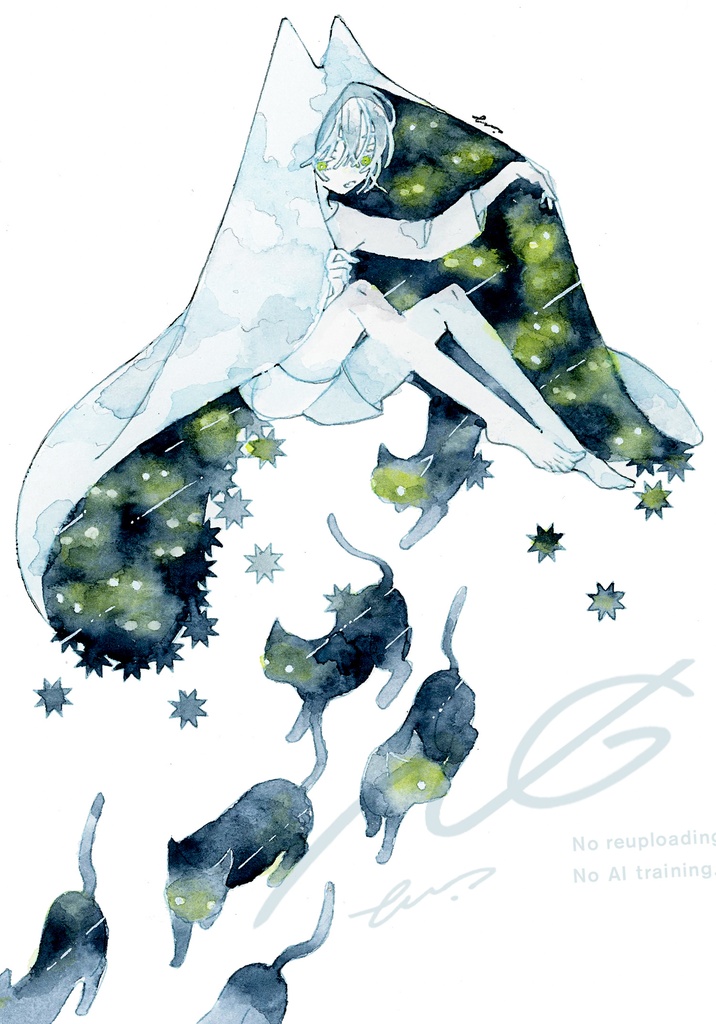 【原画】夜陰に紛れる[猫]