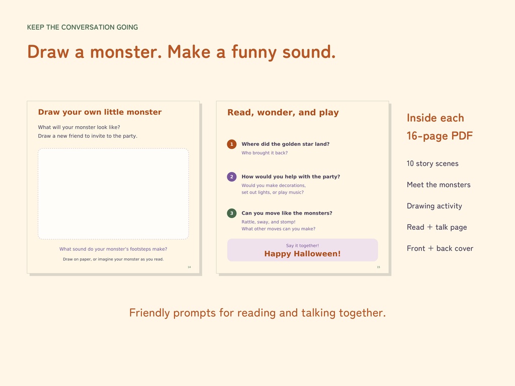 ハロウィンのデジタル絵本|Little Monster Halloween|英語・日本語PDF|3〜6歳向け
