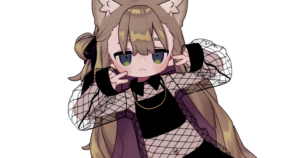 【キプフェル専用】デフォルト衣装用メッシュニット風テクスチャ&ねこちゃんへそピアス 他(VRC想定)
