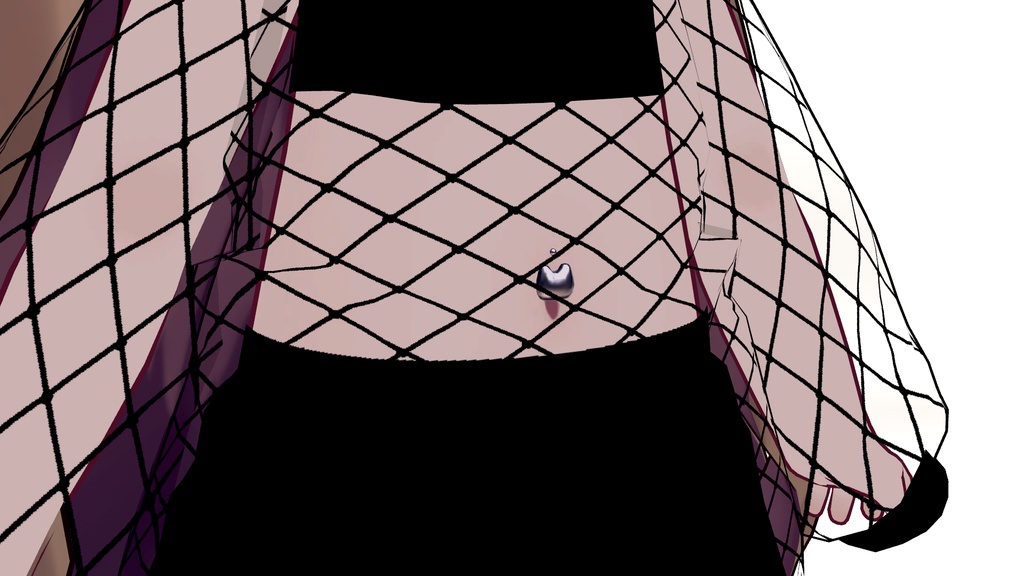 【キプフェル専用】デフォルト衣装用メッシュニット風テクスチャ&ねこちゃんへそピアス 他(VRC想定)