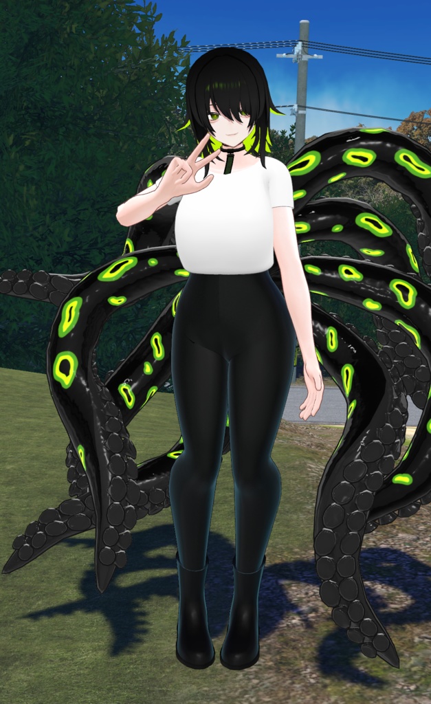 【クラエナ対応】Croptop & Leather skinny