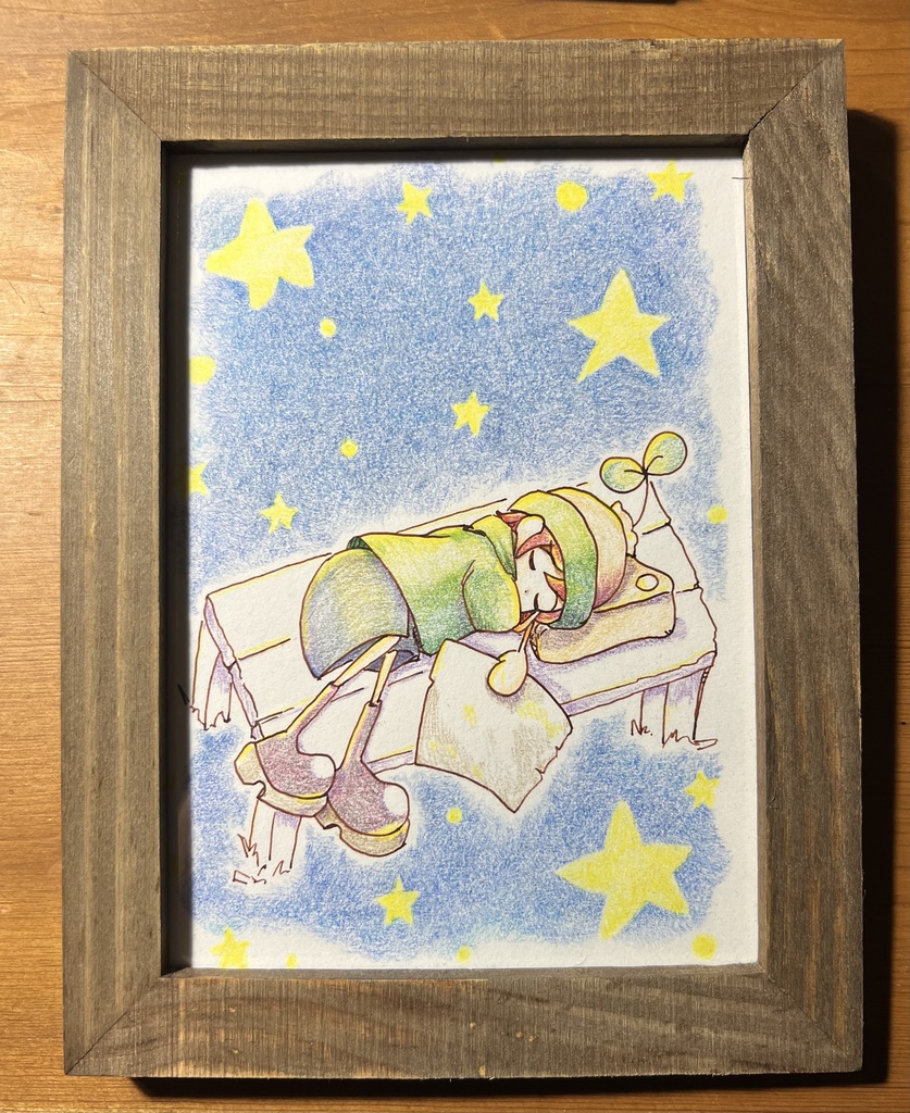 色鉛筆画　美女画　原画 人物画 女性 原画 色鉛筆画 美人画 見返り美人 爽やか 朝 日本