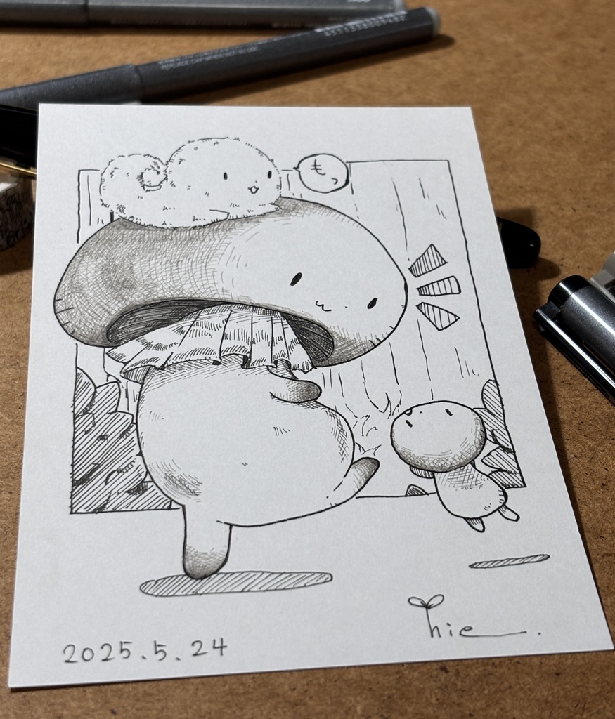 もっふりとキノコ ポストカード原画