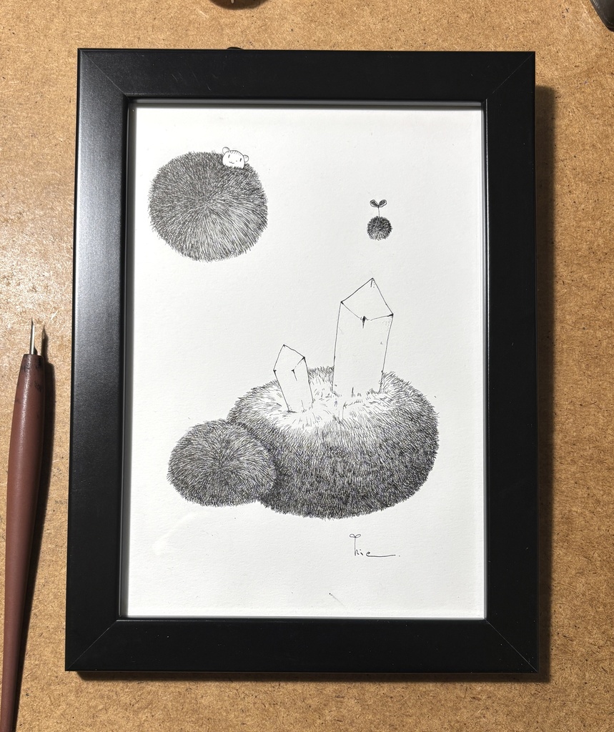 【ペン画】もふもふクリスタル_01【A5サイズ】