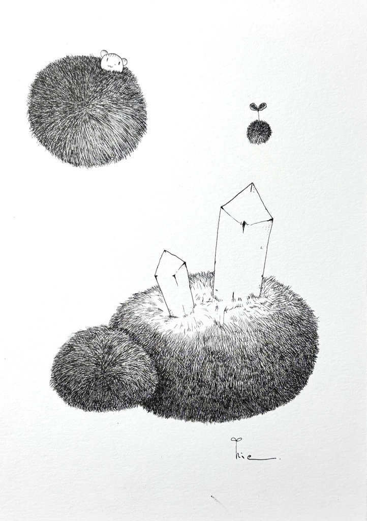 【ペン画】もふもふクリスタル_01【A5サイズ】