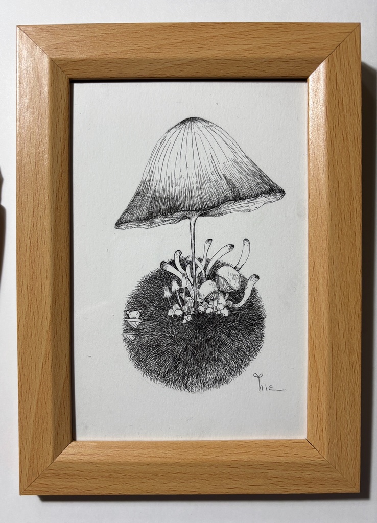 【ペン画】きのこ_04【ハガキサイズ】