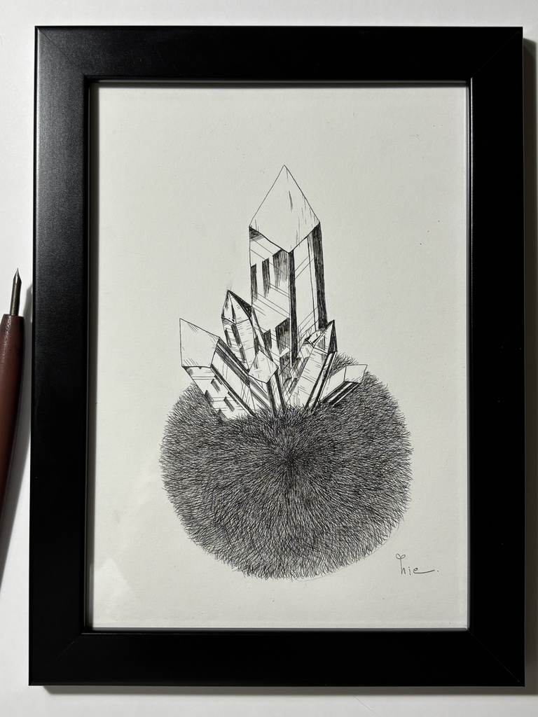 【ペン画】もふもふクリスタル_02【A5サイズ】