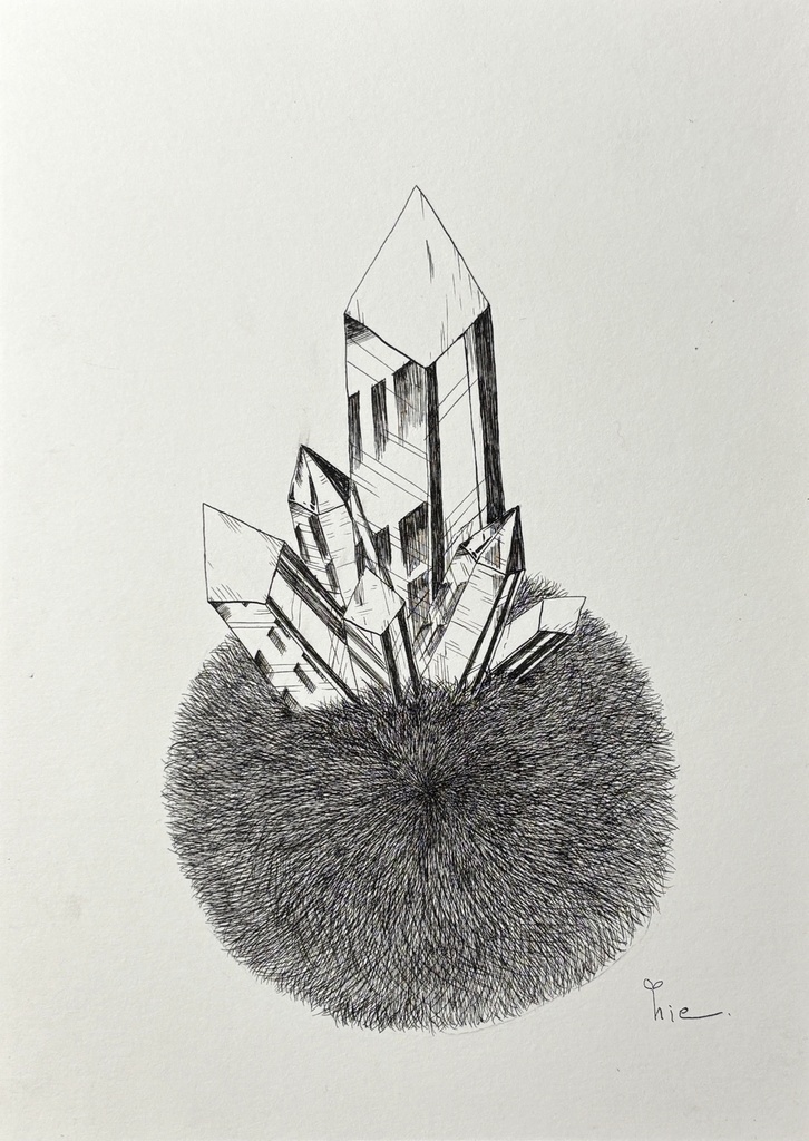 【ペン画】もふもふクリスタル_02【A5サイズ】