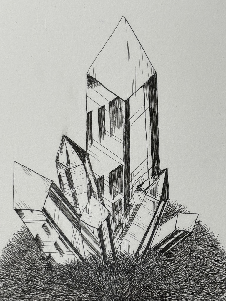 【ペン画】もふもふクリスタル_02【A5サイズ】