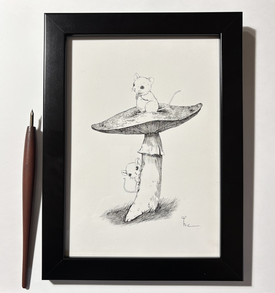 【ペン画】野ねずみさん【A5サイズ】