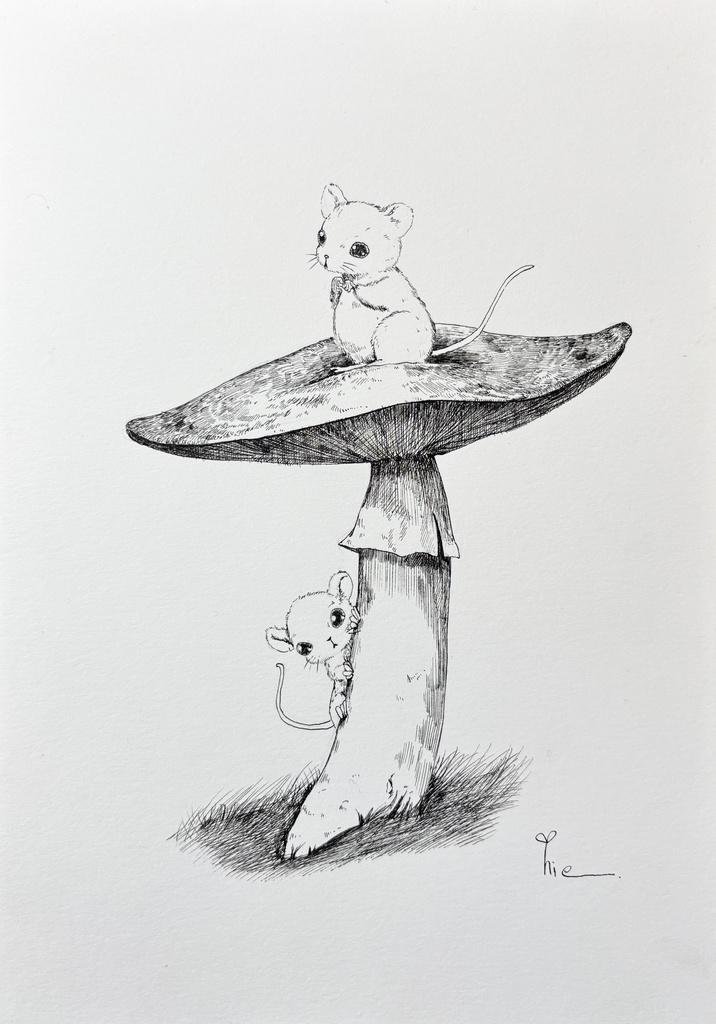 【ペン画】野ねずみさん【A5サイズ】