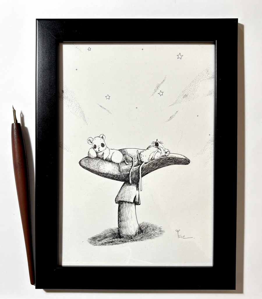 【ペン画】ぐぅたらきのこ【A5サイズ】
