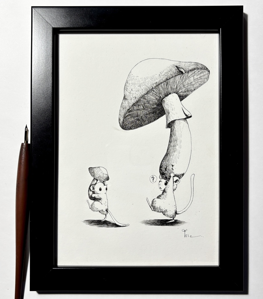 【ペン画】きのこ比べ【A5サイズ】