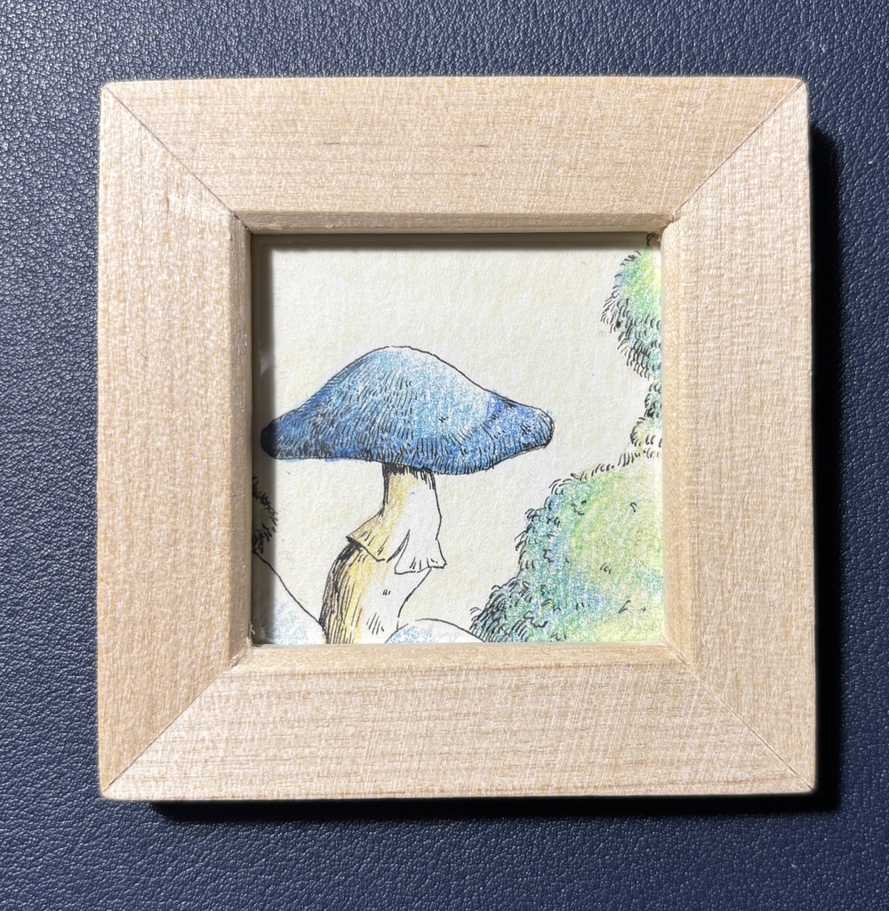 【ミニ原画】静かに青【額付き】