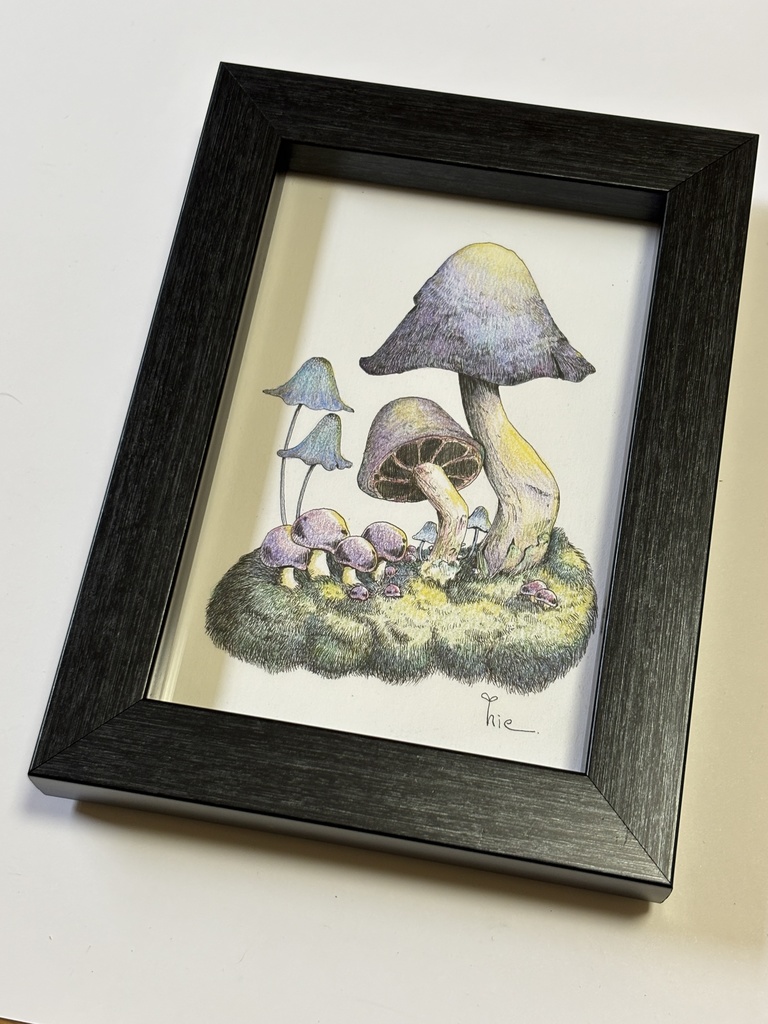 【額装原画】森のきのこ#01【ハガキサイズ】
