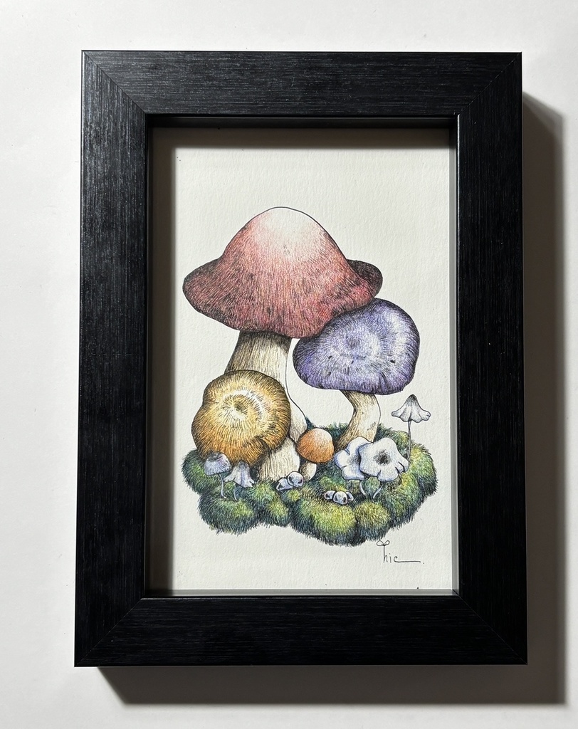 【額装原画】森のきのこ#04【ハガキサイズ】