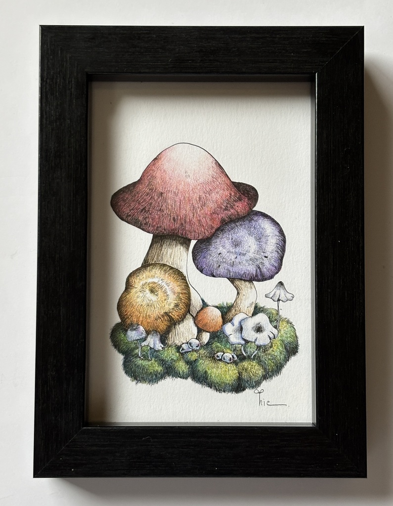 【額装原画】森のきのこ#04【ハガキサイズ】