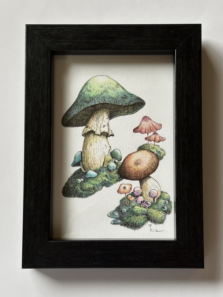 【額装原画】森のきのこ#05【ハガキサイズ】