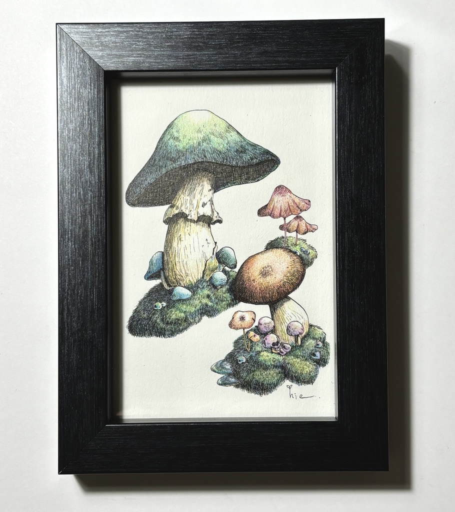 【額装原画】森のきのこ#05【ハガキサイズ】