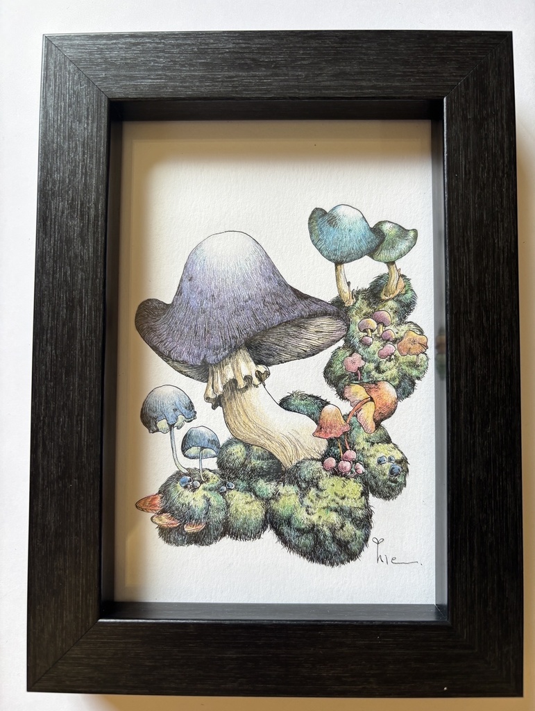 【額装原画】森のきのこNo.07【ハガキサイズ】