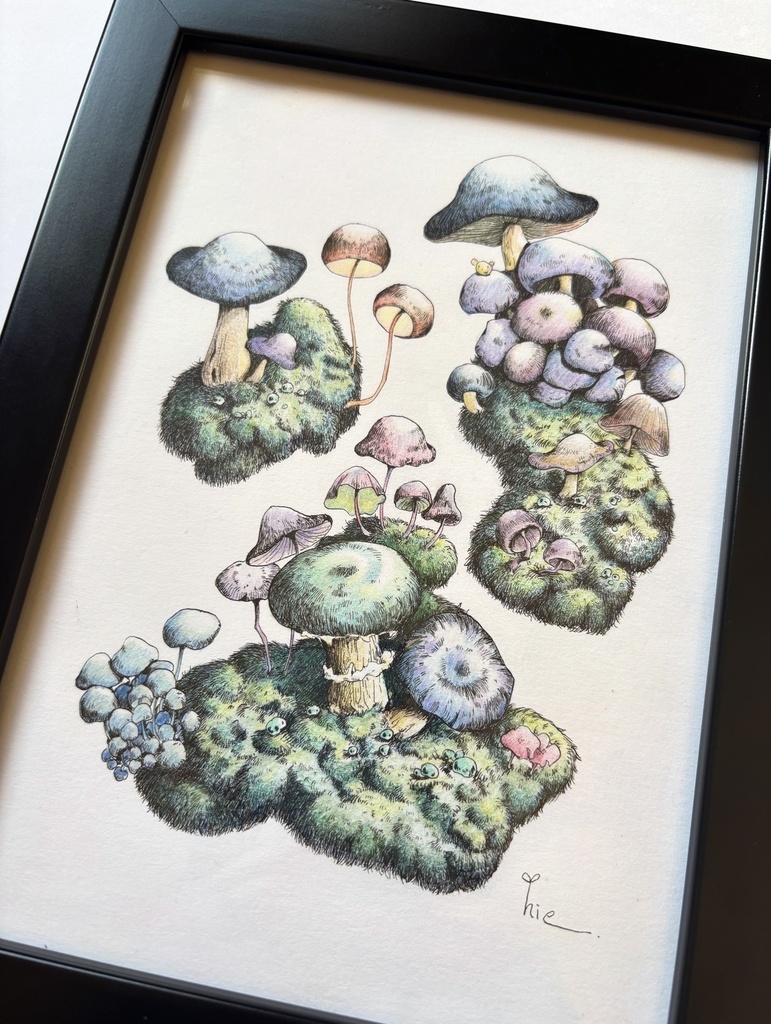 【額装原画】森のきのこNo.09【A5サイズ】