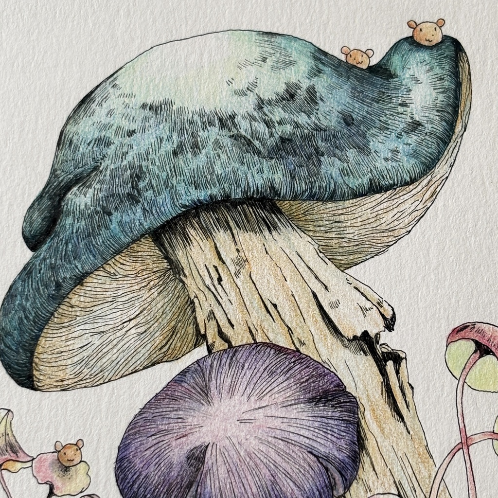 【額装原画】苔の森【ハガキサイズ】