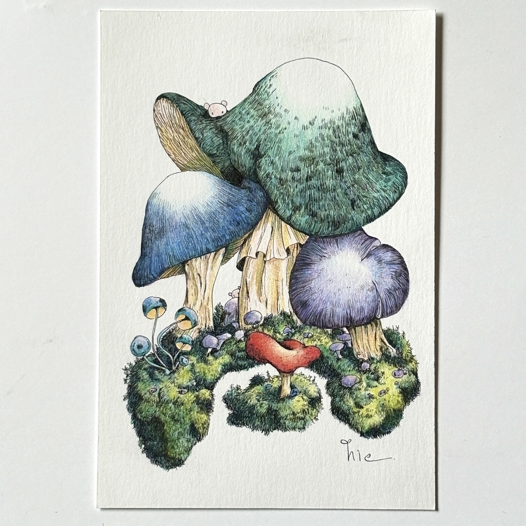 【額装原画】苔の森【ハガキサイズ】