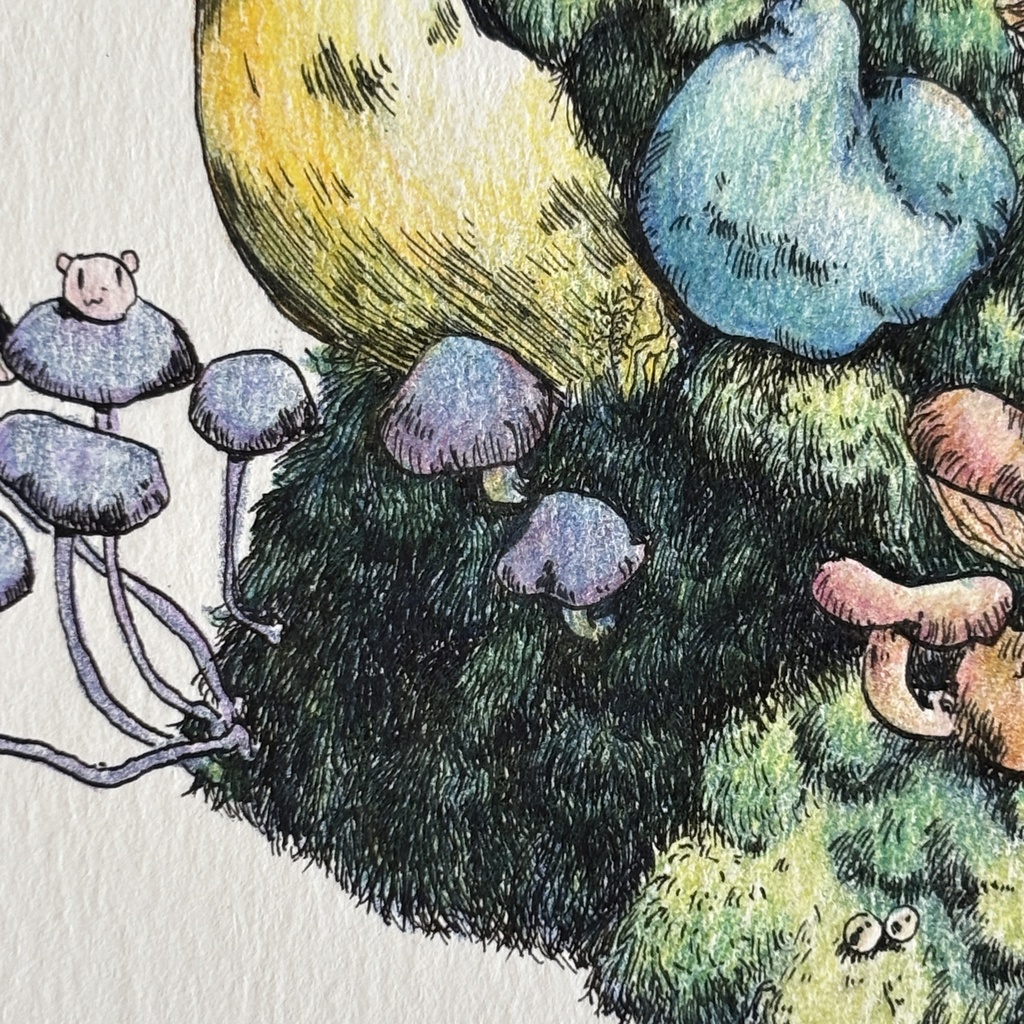 【額装原画】苔の森【ハガキサイズ】