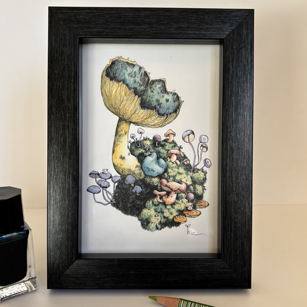 【額装原画】苔の森【ハガキサイズ】