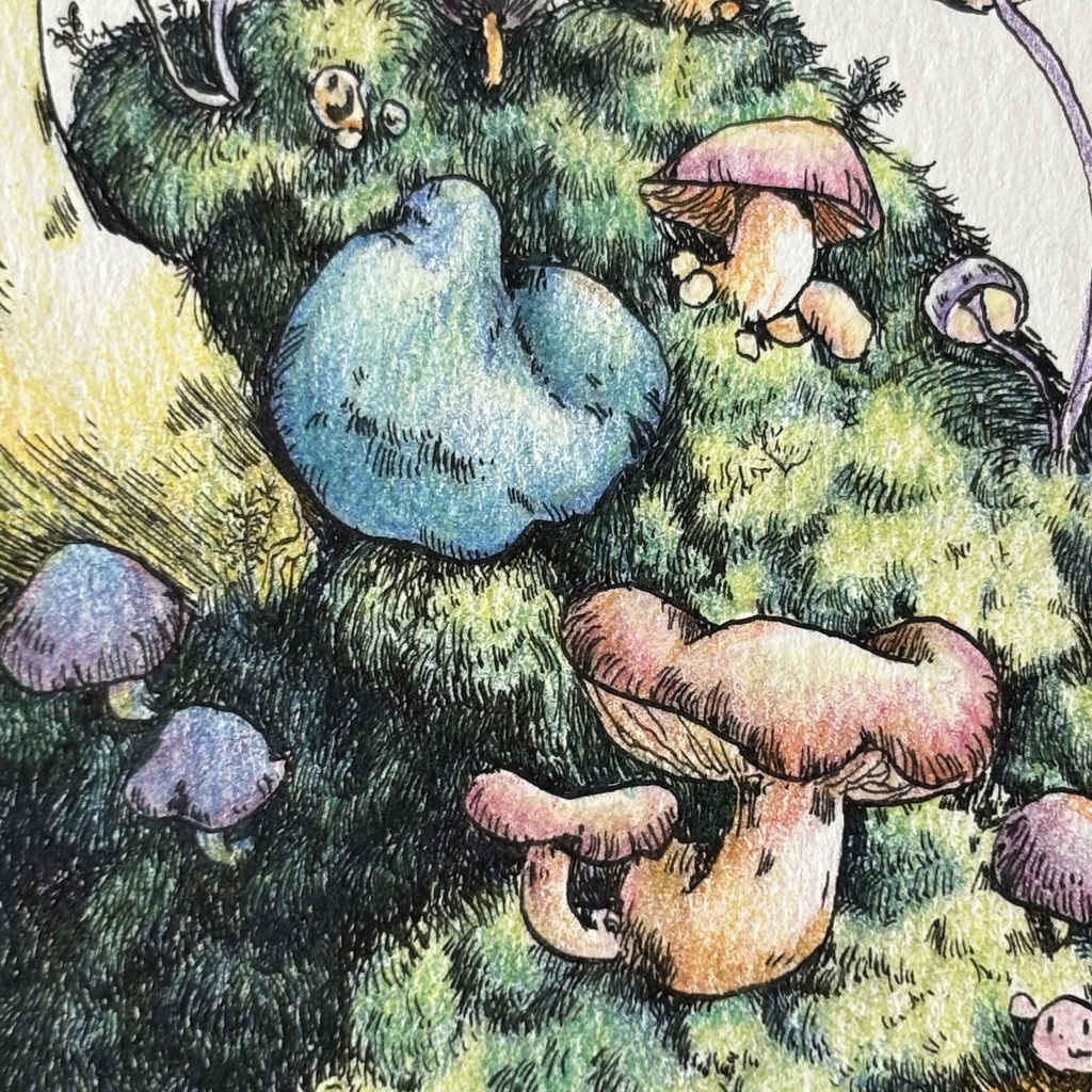 【額装原画】苔の森【ハガキサイズ】