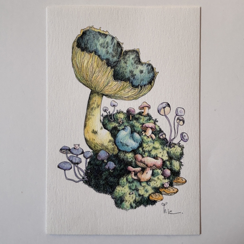 【額装原画】苔の森【ハガキサイズ】