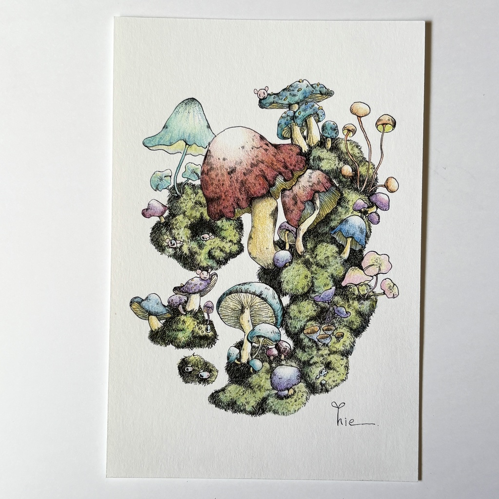 【額装原画】苔の森【ハガキサイズ】