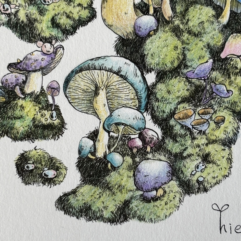 【額装原画】苔の森【ハガキサイズ】