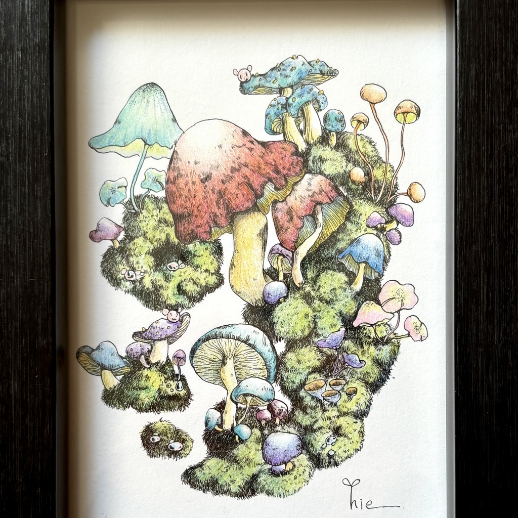【額装原画】苔の森【ハガキサイズ】