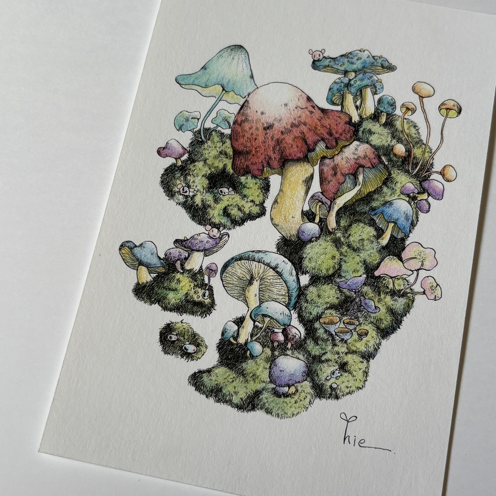 【額装原画】苔の森【ハガキサイズ】