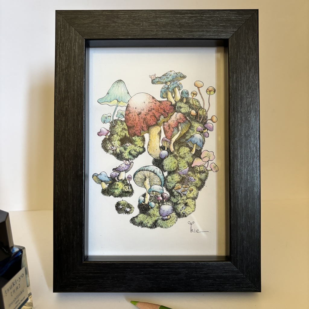 【額装原画】苔の森【ハガキサイズ】