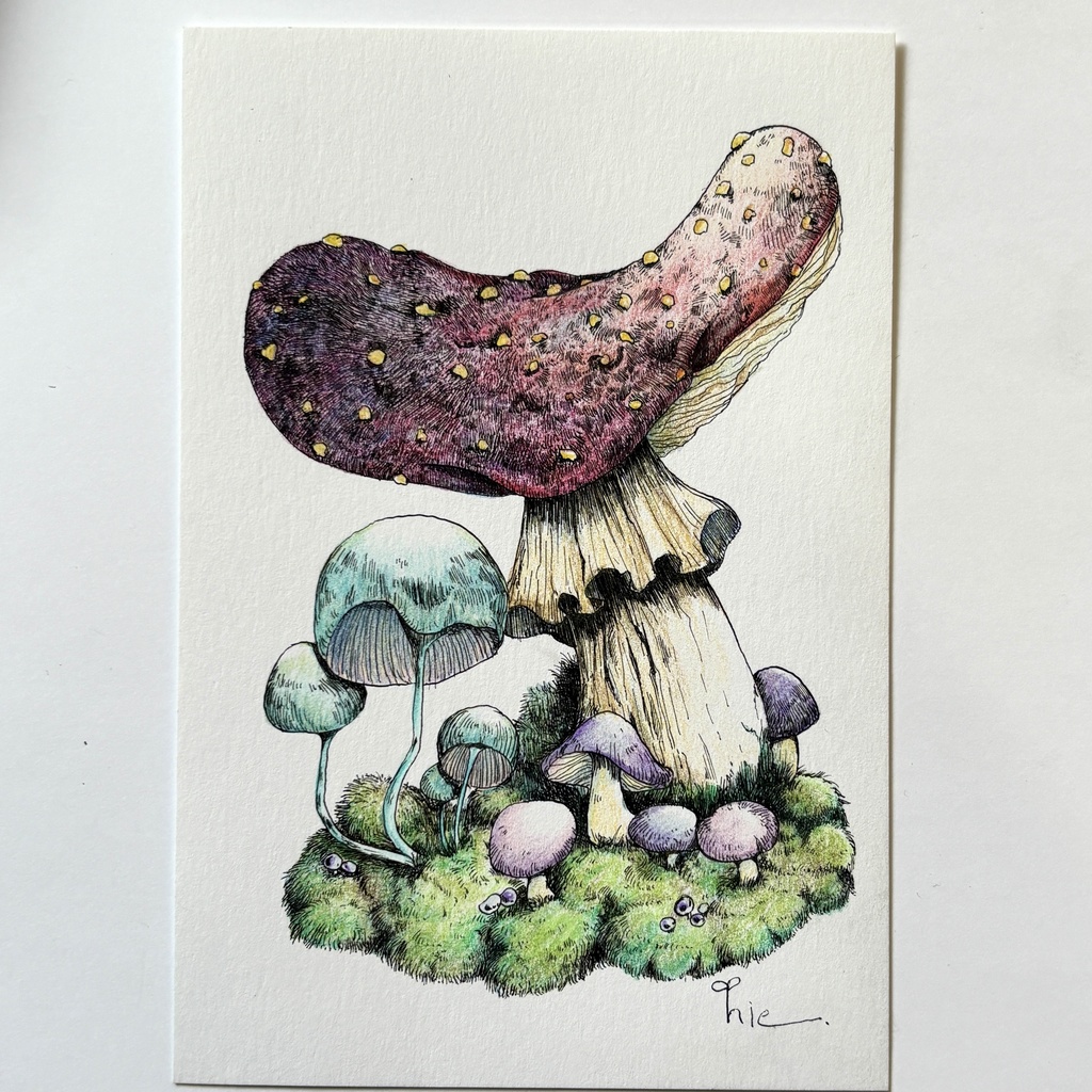 【額装原画】苔の森シリーズNo.05【ハガキサイズ】