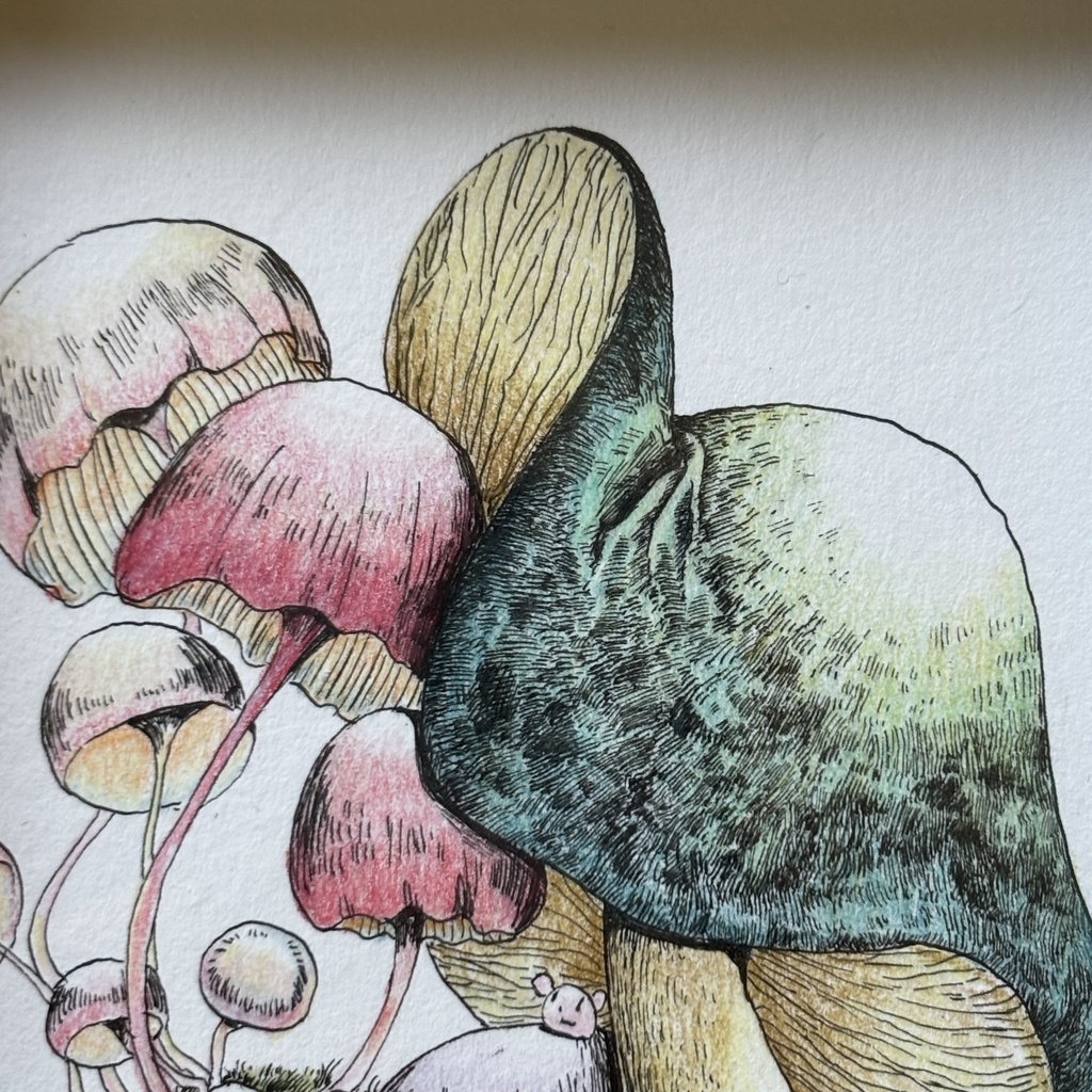 【額装原画】苔の森シリーズNo.06【ハガキサイズ】