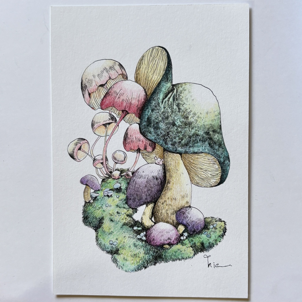 【額装原画】苔の森シリーズNo.06【ハガキサイズ】